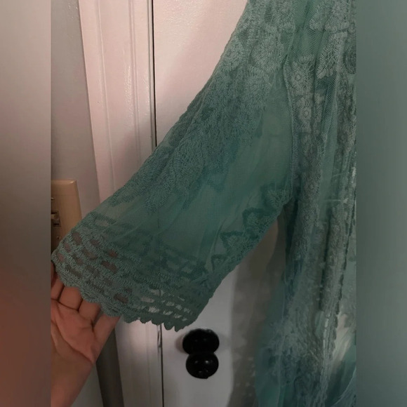 Rachel Zoe aqua blue shawl |kimono|swim cover up| one size #1236 - Picture 4 of 6